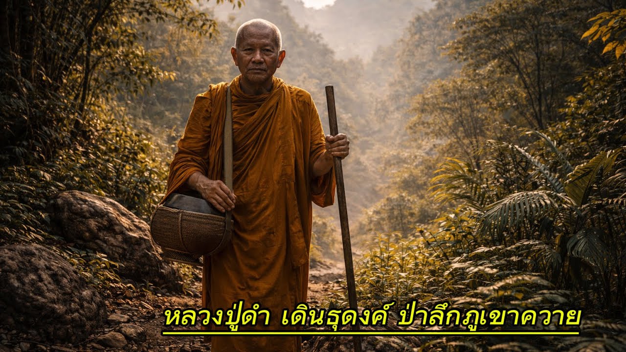 หลวงปู่ดำเดินธุดงค์ป่าลึกภูเขาควาย