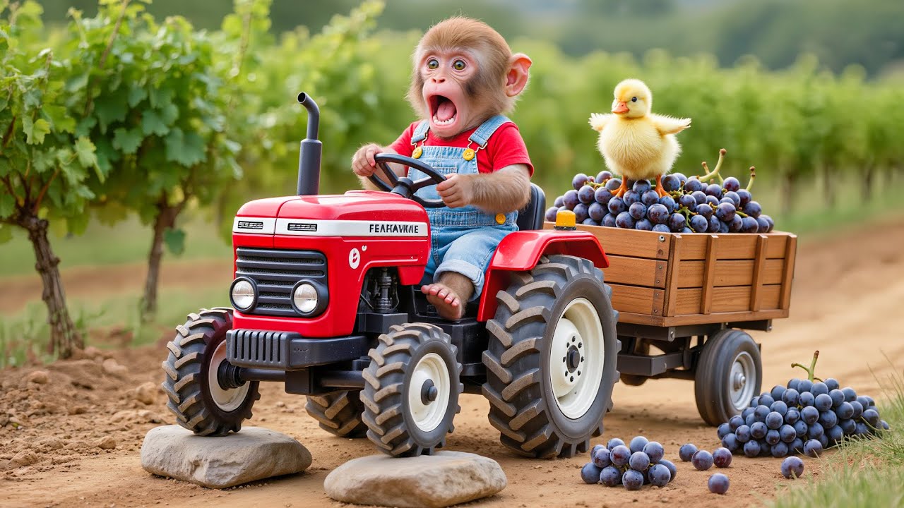 🐒🍇🌪️🔥 Monkey NaNa Faces a TERRIFYING Rockslide During Grape Harvest! 😱💨 🚜 &ndash; NANA MONKEY LIFE