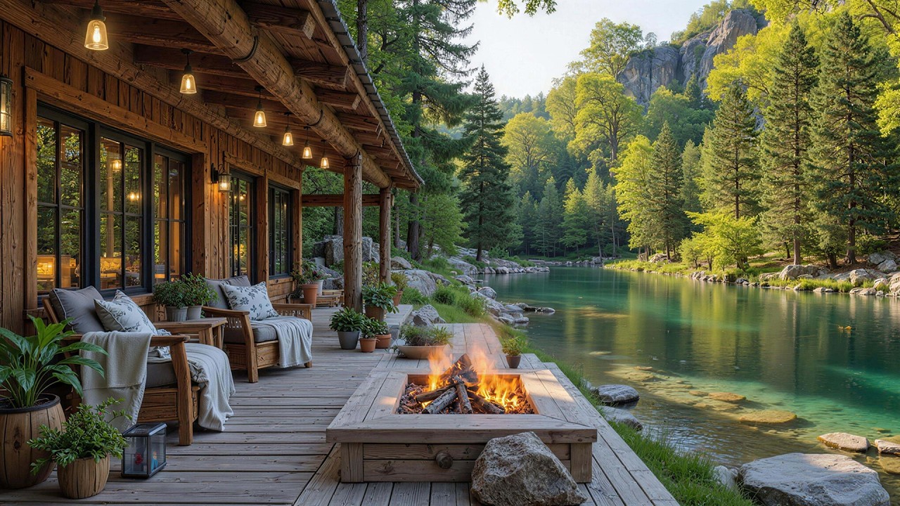 Soothing Spring Riverside Ambience with Calming Piano Music & Campfire Sounds 🌸