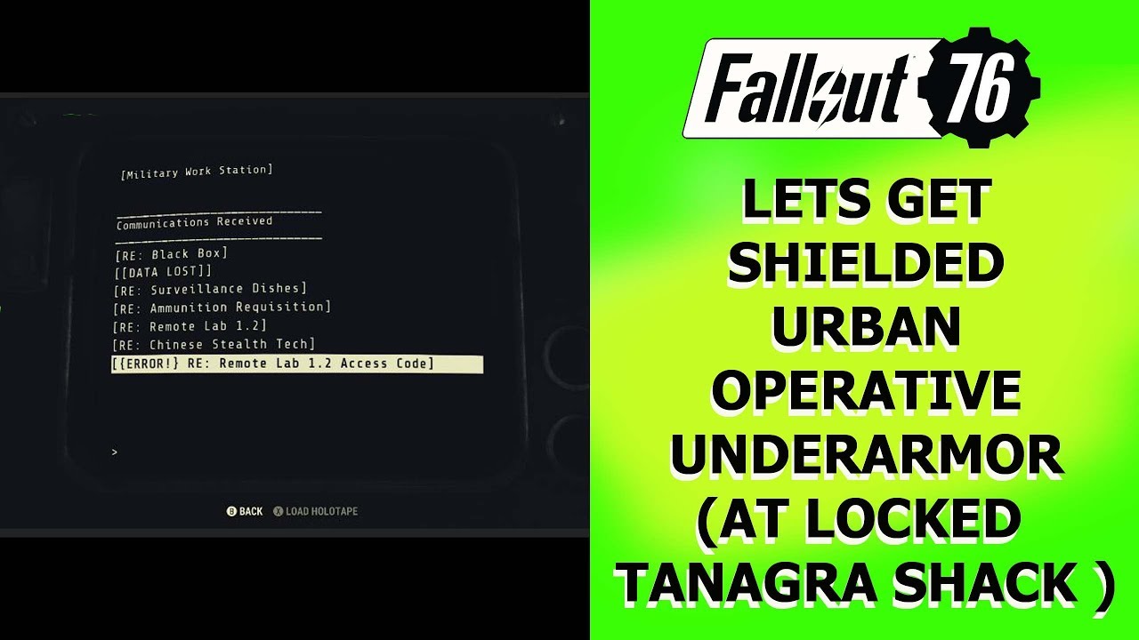 Fallout 76 Lets Get the Shielded Urban Operative Underarmor.