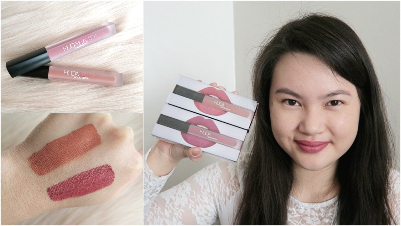 Huda Beauty Matte Liquid Lipstick Bombshell & Trophy Wife Review & Swatches | Tracey Violet