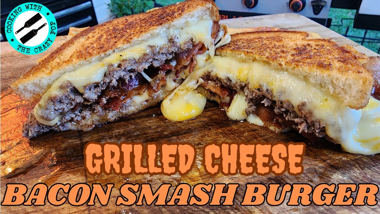 Grilled Cheese Bacon Smash Burger on the Blackstone Griddle