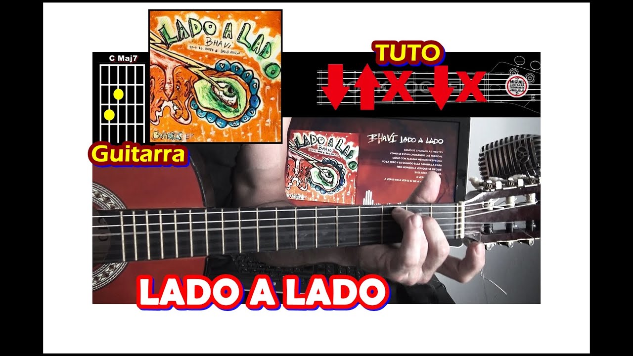 COMO Tocar 🎸 LADO A LADO de BHAVI (GUITARRA) Adaptación FACIL Acordes y acompañamiento TUTORIAL