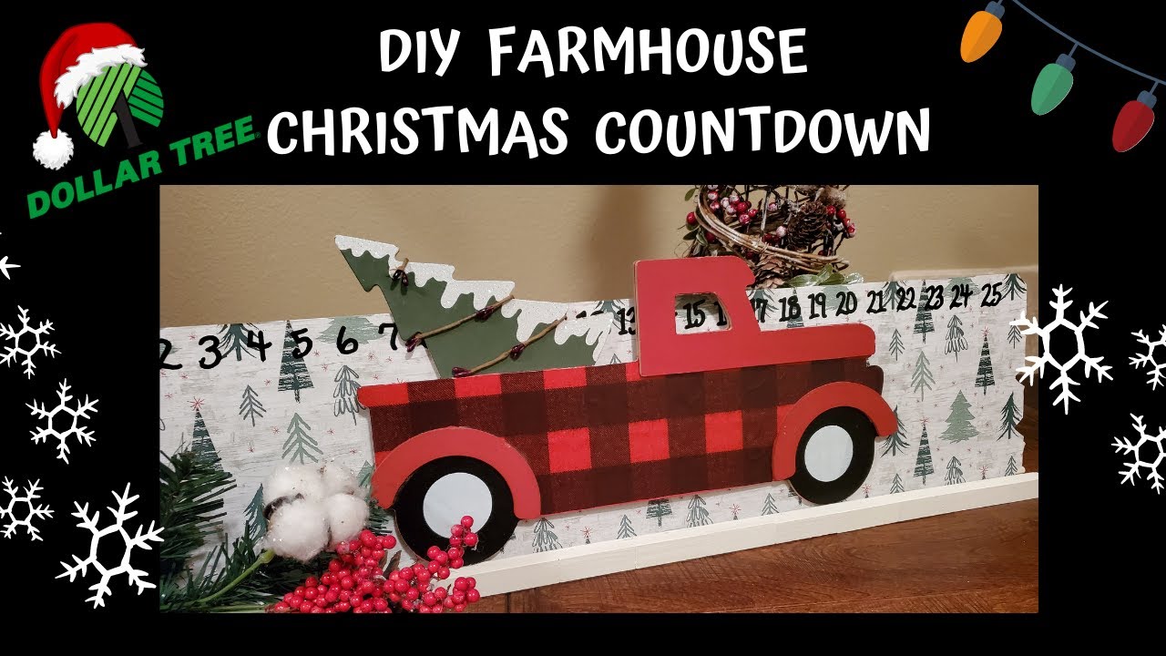 Farmhouse Red Truck Christmas Countdown DIY | Dollar Tree Decor | Advent Calendar