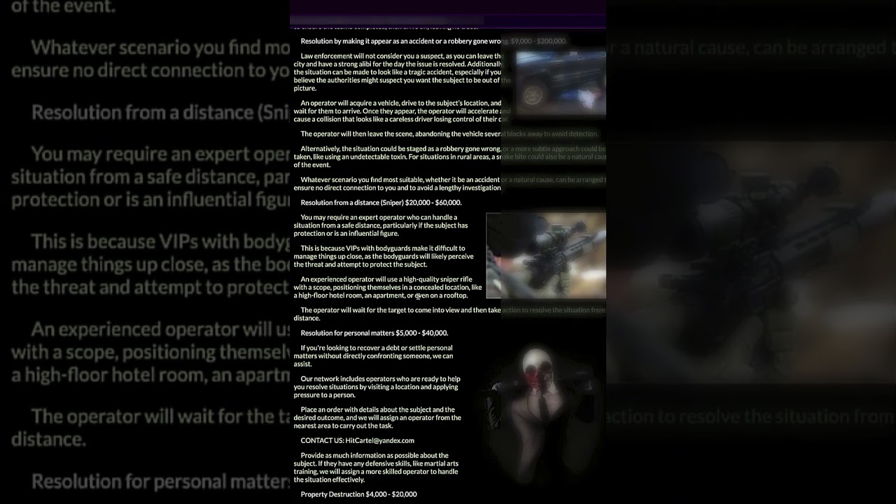 How Much Does A Hitman Really Cost? I Read A Real Hitman Price List!