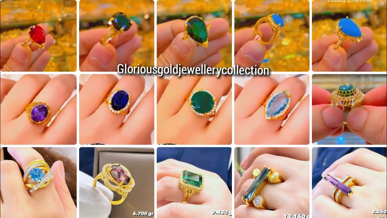 Самые красивые последние золотые кольца с драгоценными камнями 💍 Дизайн № 2024 // Золотые кольца ...