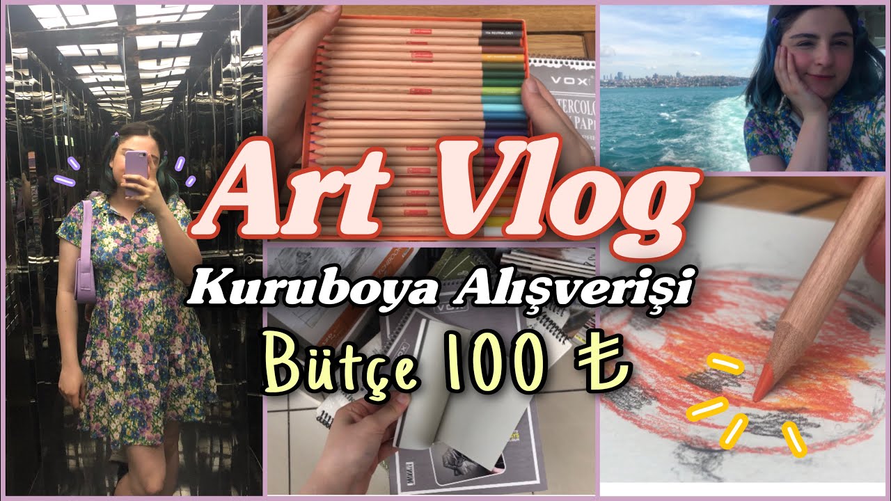 ART VLOG | Uygun fiyatlı Kuruboya Alışverişi | Eskiz Defterine Çizim |  Kırtasiye Turu