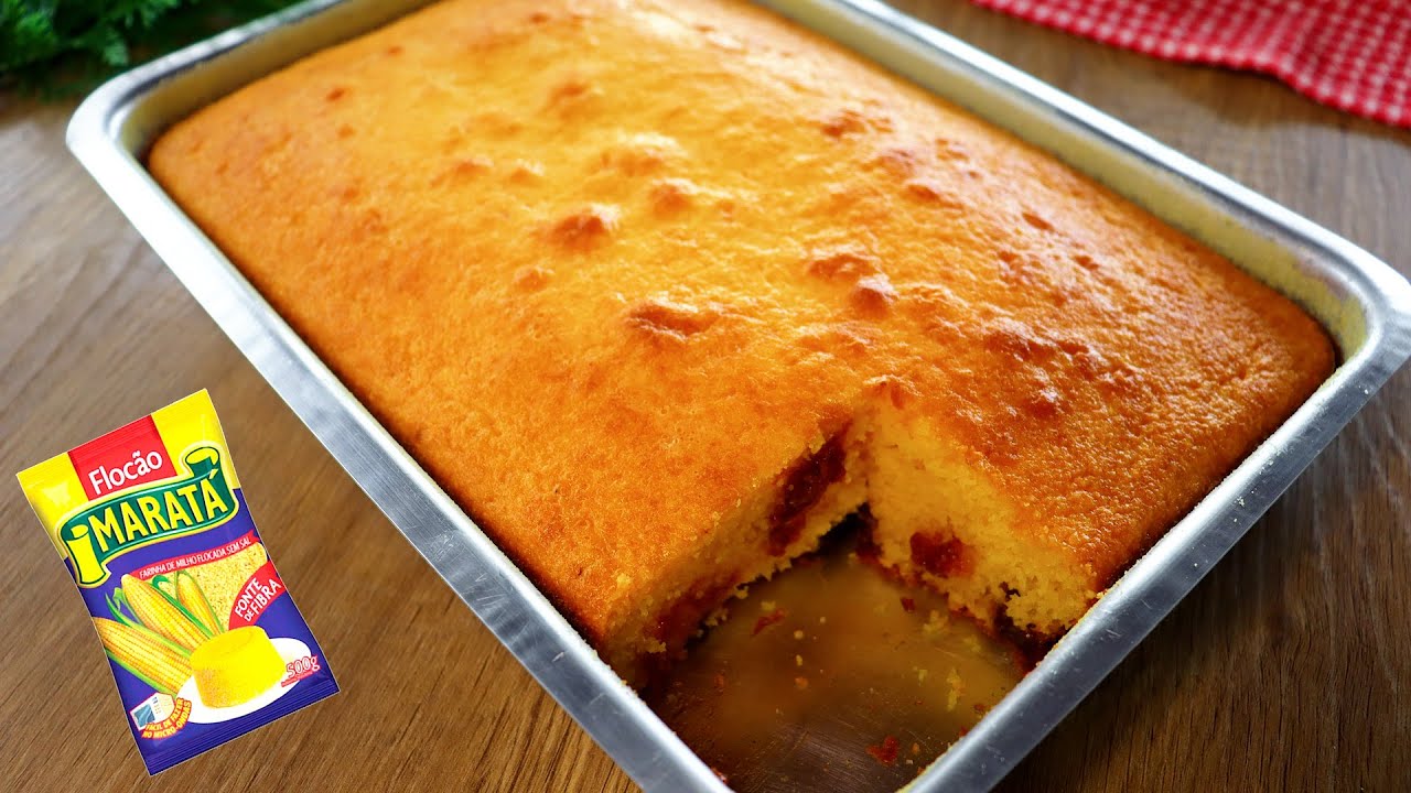 BOLO DE FLOCÃO COM GOIABADA DELICIOSO
