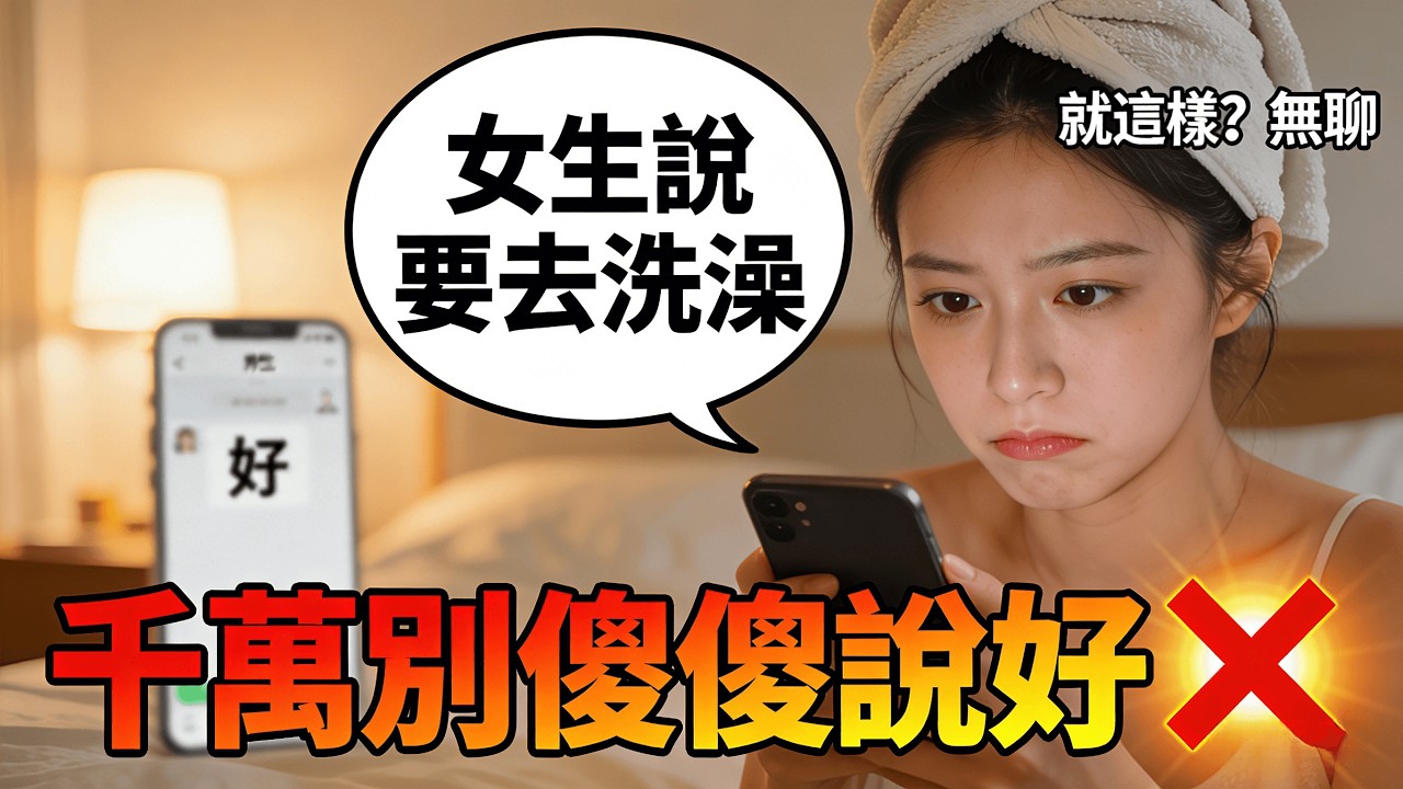 女生說《要去洗澡》千萬別「傻傻❌說好」！