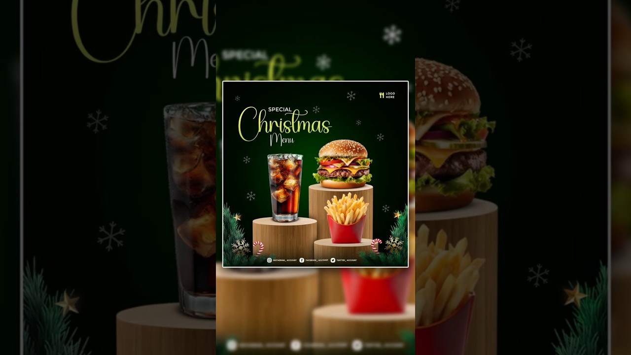 ❄️Christmas Food Poster Design in Photoshop