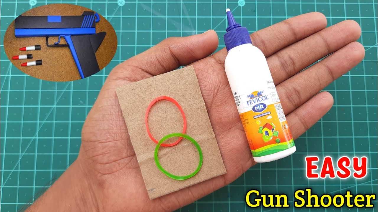 how to make cardboard gun , simple and easy toy gun which shoots bullets , Paper gun making