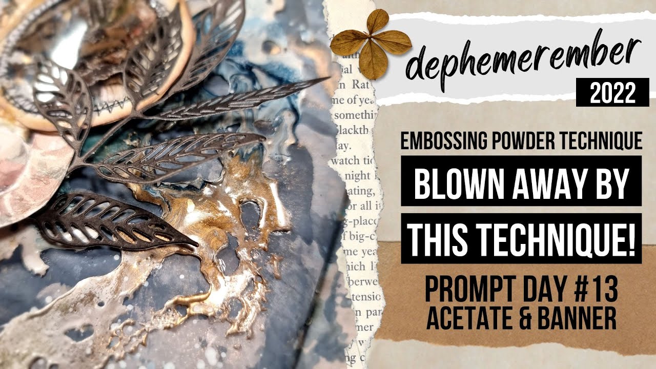 I'm blown away by this technique with embossing powder! banner for junk journal! DEPHEMEREMBER #13