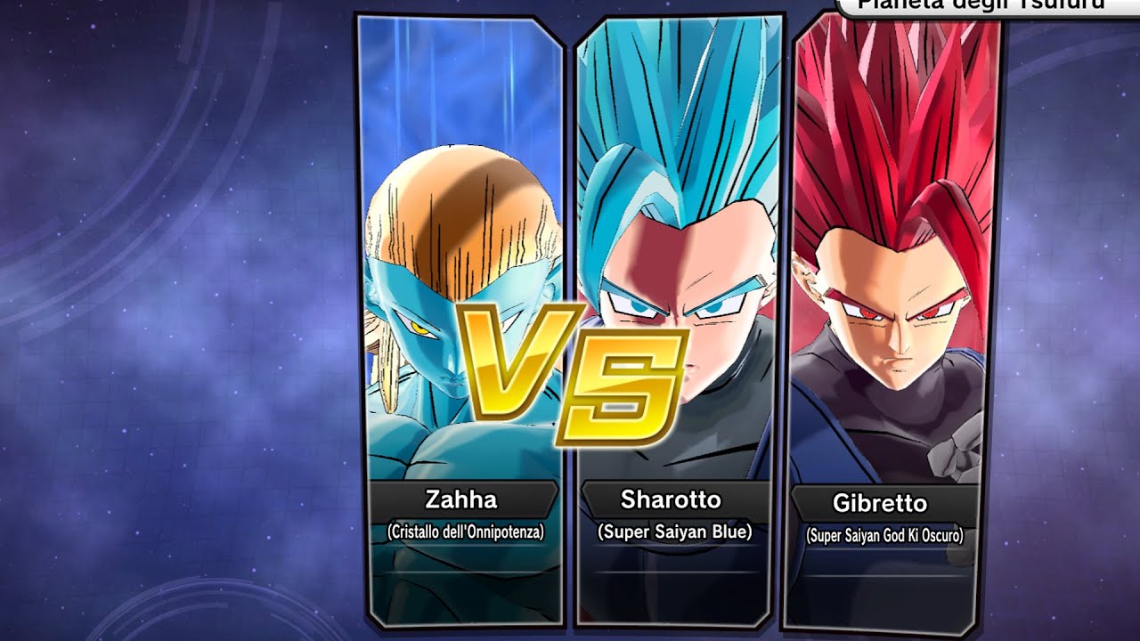 XV2 - Requested (PC): Zahha (Cristallo dell'Onnipotenza) vs Sharotto SSJB&Gibretto SSJG Ki Oscuro