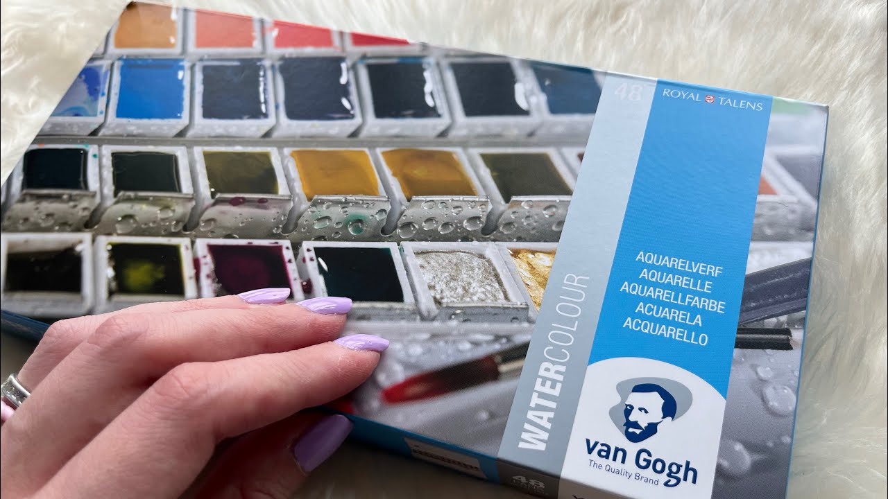 Relaxing unboxing of Van Gogh 48 watercolour set 🥰🎨