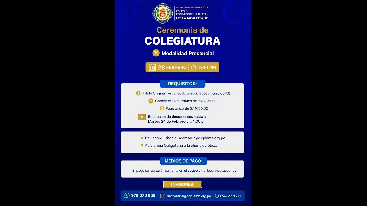 Ceremonia de Colegiatura. 28/02/2026