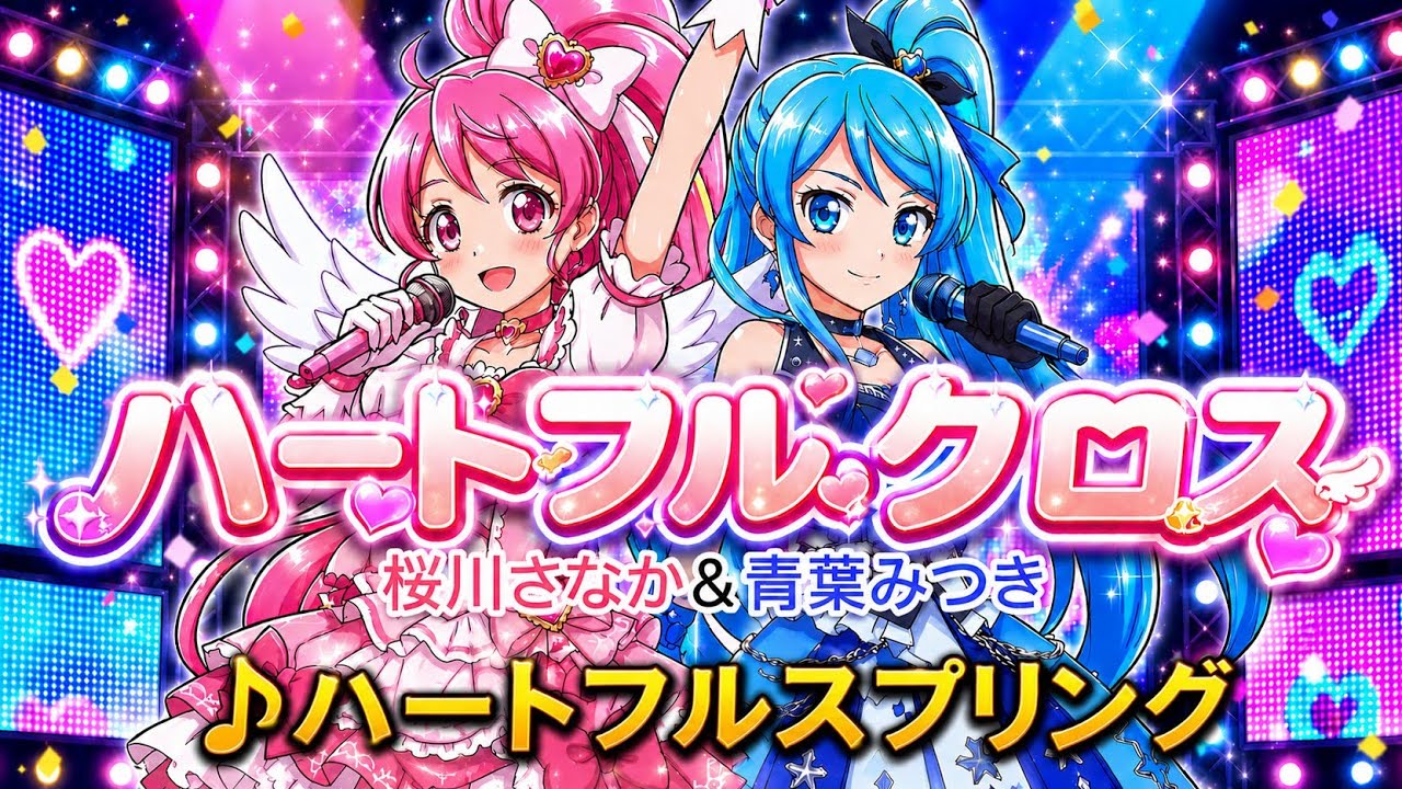 【♪ハートフルスプリング/ユニット名・ハートフルクロス（桜川さなか＆青葉みつき）】オリジナル #アイドル #アニメ #Gemini3 #ai #pixverse #klingai 