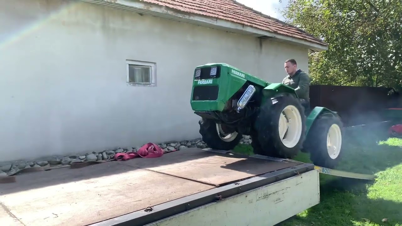 Urcare pe rampe tractor motocultor tractoraș 4x4 diesel Ferrari 50 CP 3 pistoane