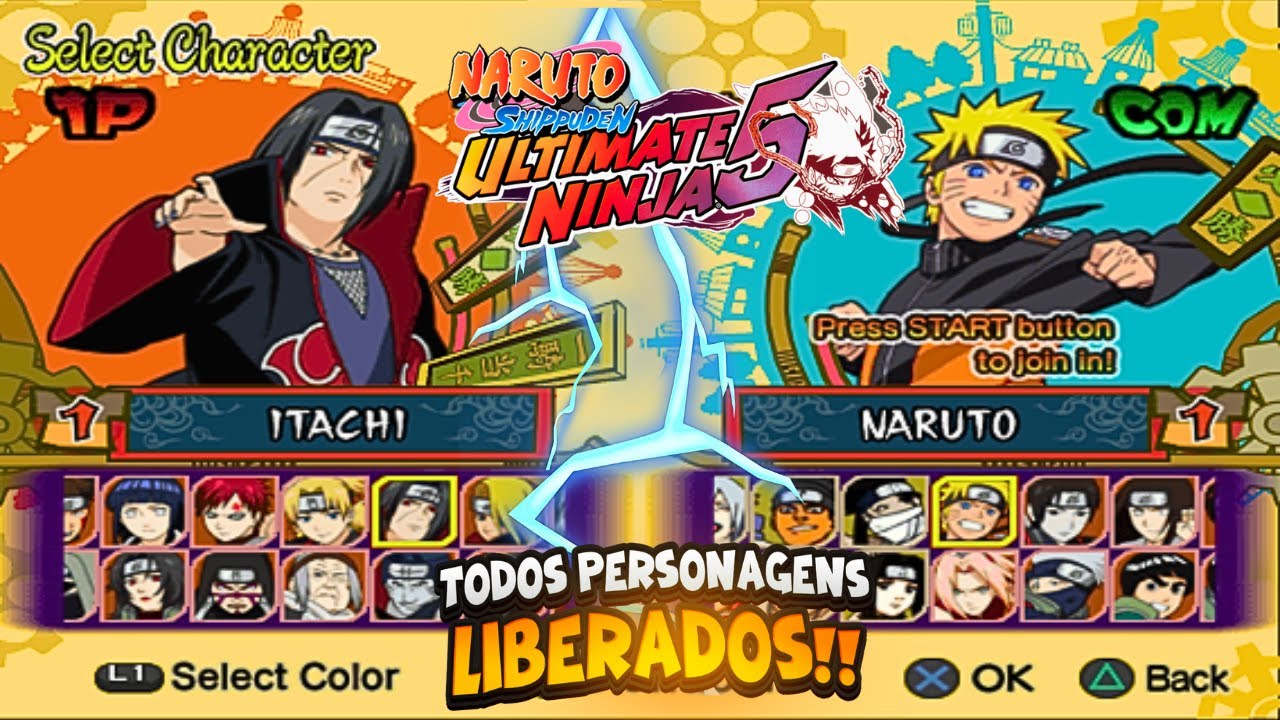 Como Liberar TODOS Os PERSONAGENS do Naruto Shippuden Ultimate Ninja 5 (PS2) / ALL CHARACTERS PCSX2
