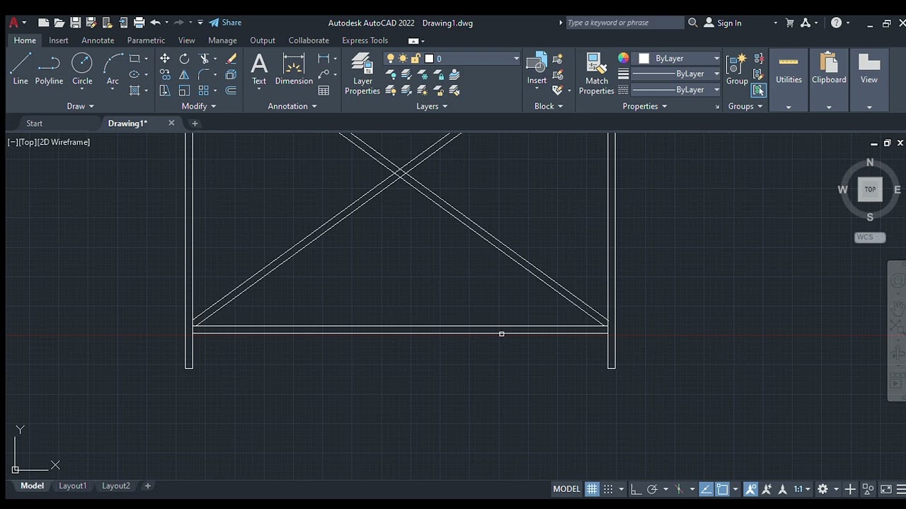 How to draw a H-frame scaffolding using AutoCAD