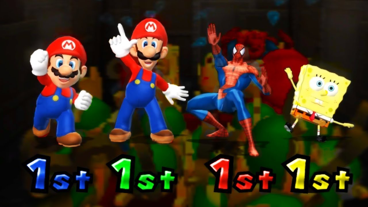 Mario Party 9 MiniGames  Mario Vs Spider Man Vs Luigi Vs SpongeBob (Master Difficulty) | CreepTeller