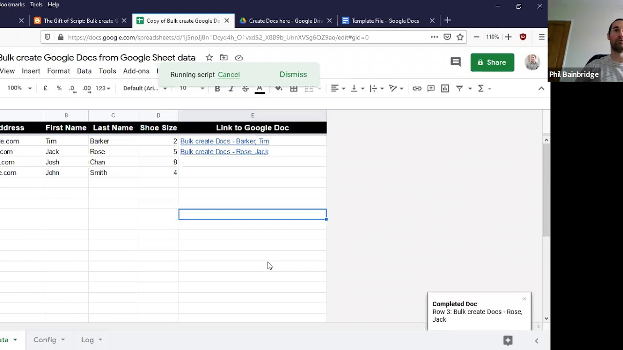 Bulk create Google Docs from Google Sheet data - tutorial