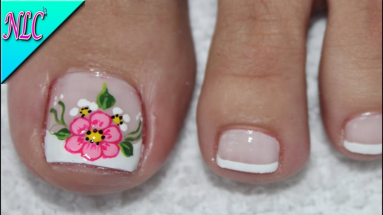 ♥DISEÑO DE UÑAS PARA PIES FLOR PRINCIPIANTES ¡MUY FÁCIL!♥  - FLOWERS NAIL ART - NLC