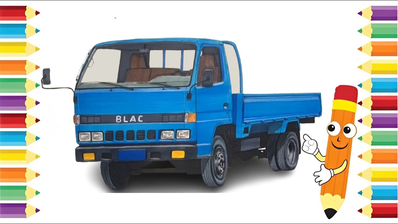 Wow Amazing ‼️ How to Draw and Color, Blue Mini Truck Car #truckdrawing #drawing #bluetruck