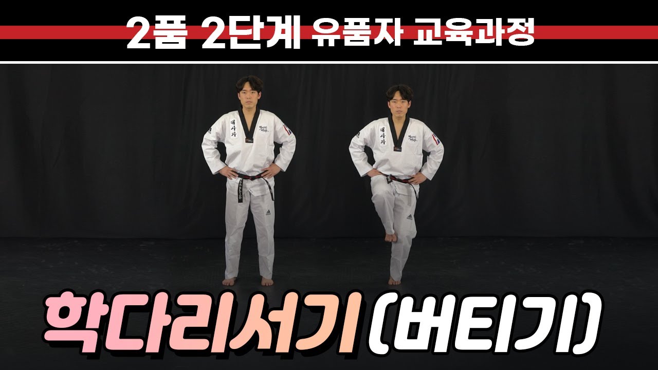 [2품 2단계] 학다리서기(버티기) Hakdari seogi (Crane stance - Hold out)