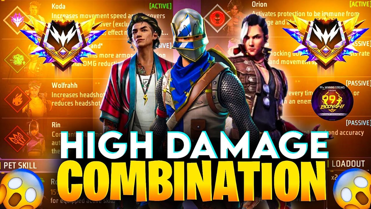 NEW HIGH DAMAGE CHARACTER COMBINATION || Cs Rank Best Character Combination || High Damage Skill 