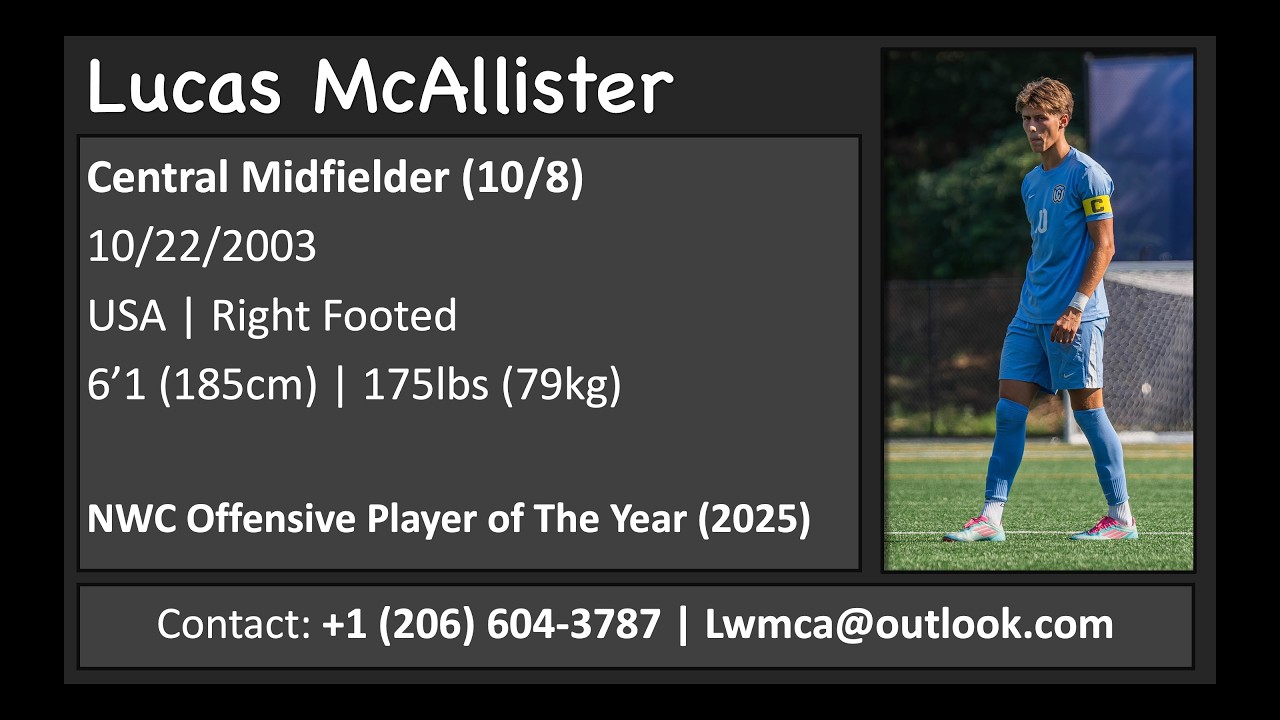 Lucas McAllister | Central Midfielder | USL2 + NCAA | 2025 Highlights