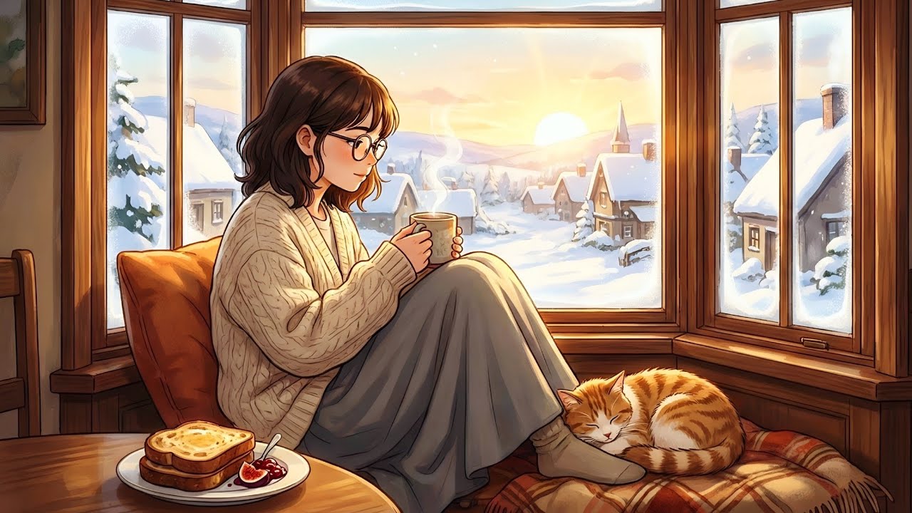 Waking Before the Sun | A Quiet Snowy Morning Ghibli Style ASMR ☕❄️