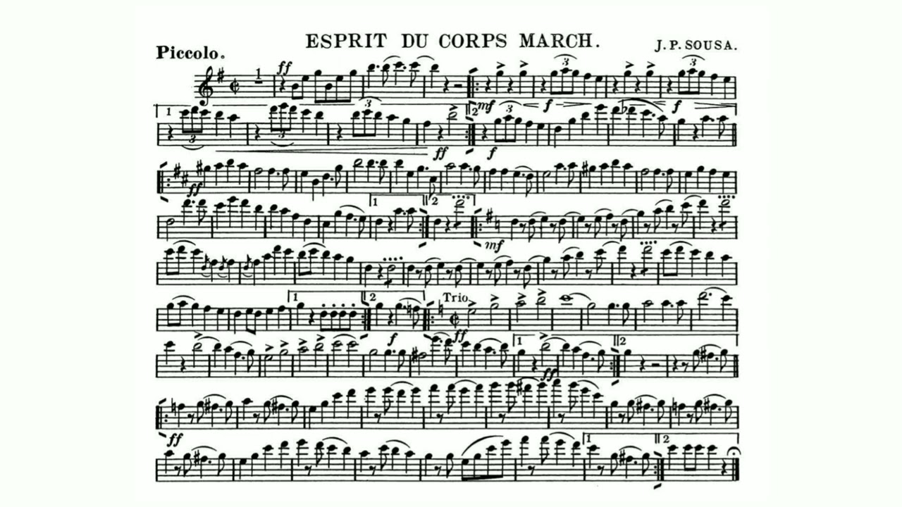 Esprit du Corps March by John Philip Sousa - Piccolo