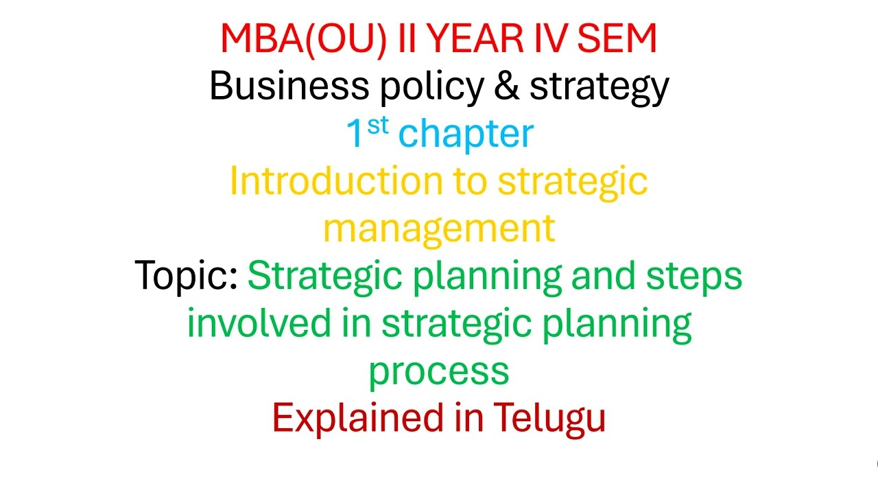 Strategic planning and steps involved in strategic planning process MBAOU IV SEM explained in telugu