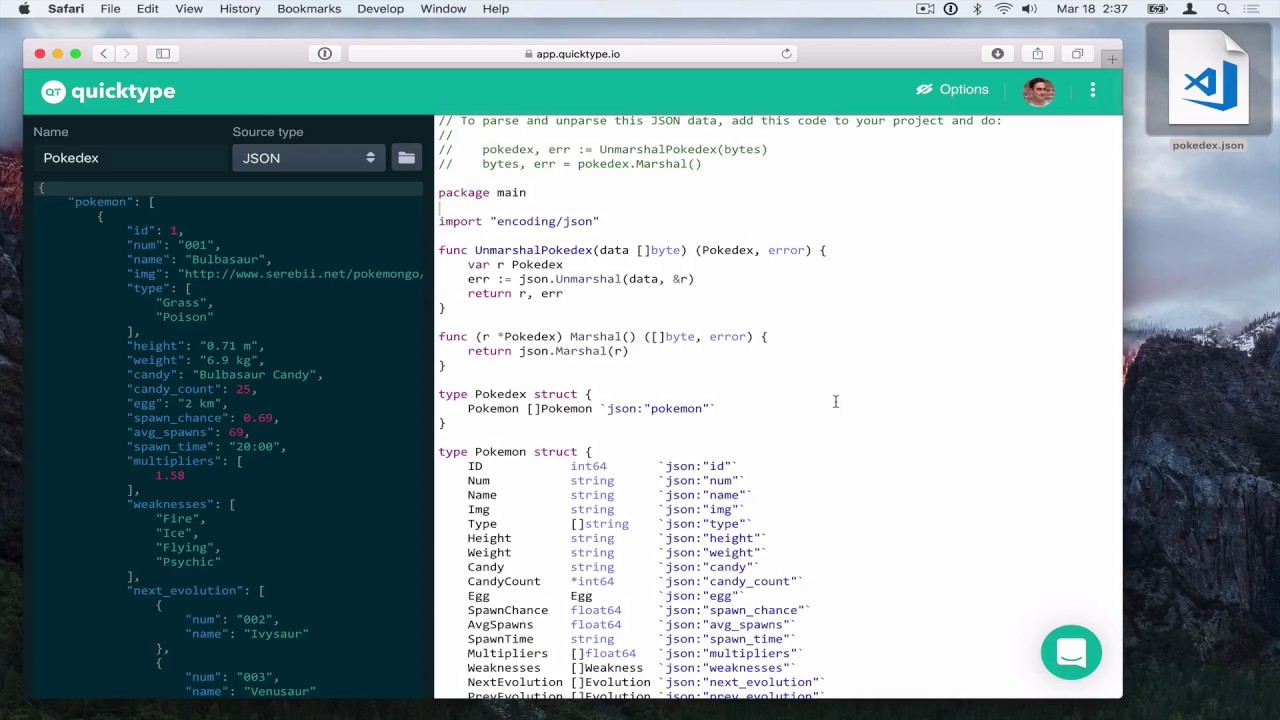 Instant code from Postman Collections with quicktype