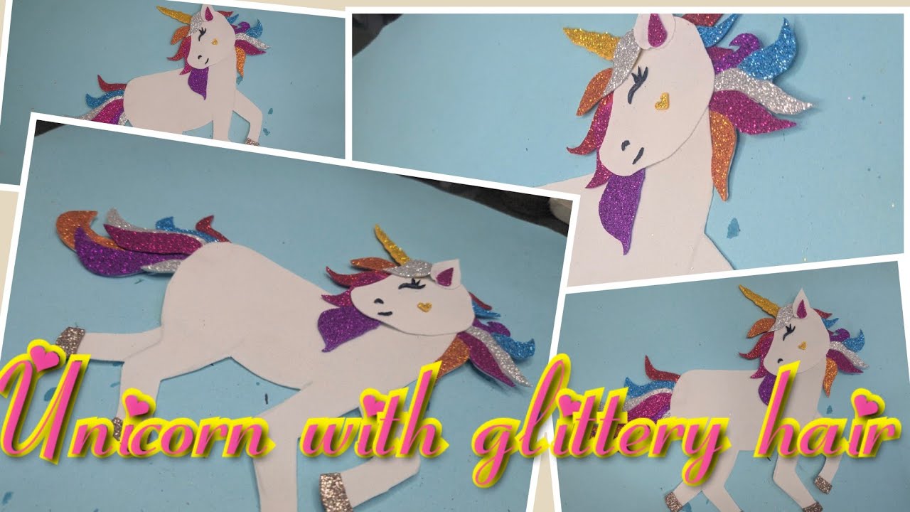 Unicorn with glittery hairs