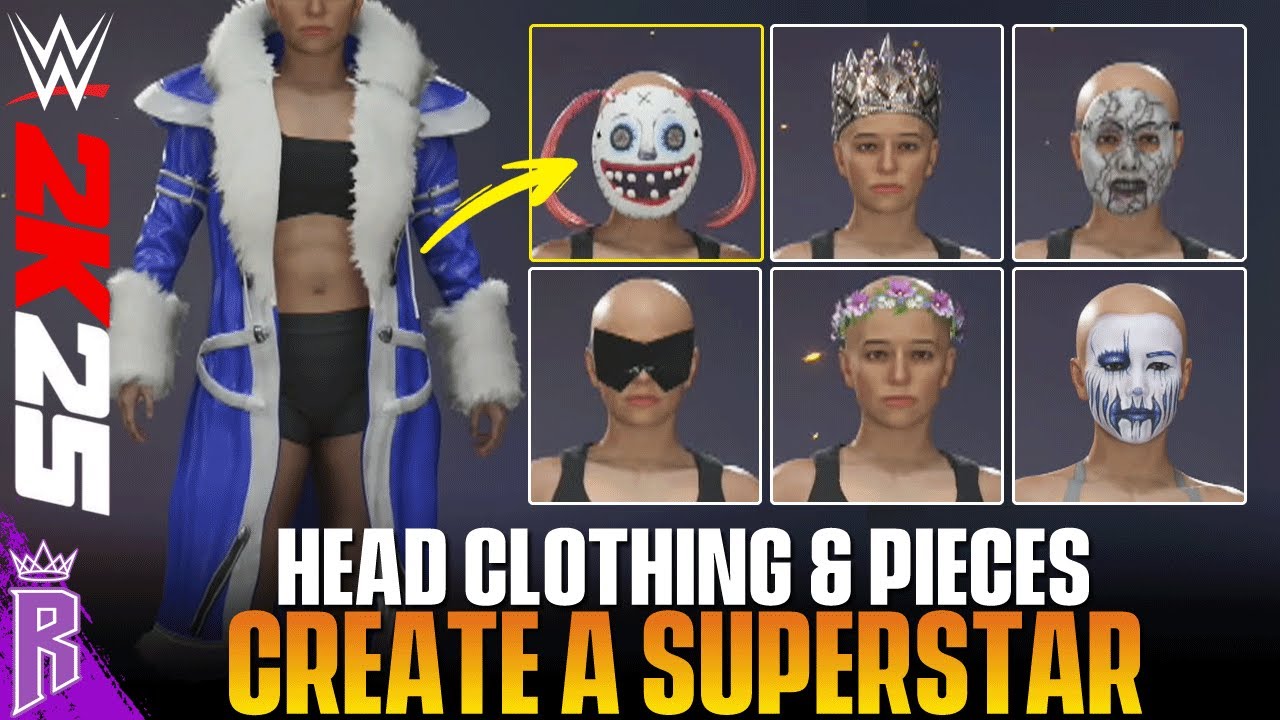 WWE 2K25 Create a Superstar: All Head Clothing & Pieces #WWE2K25