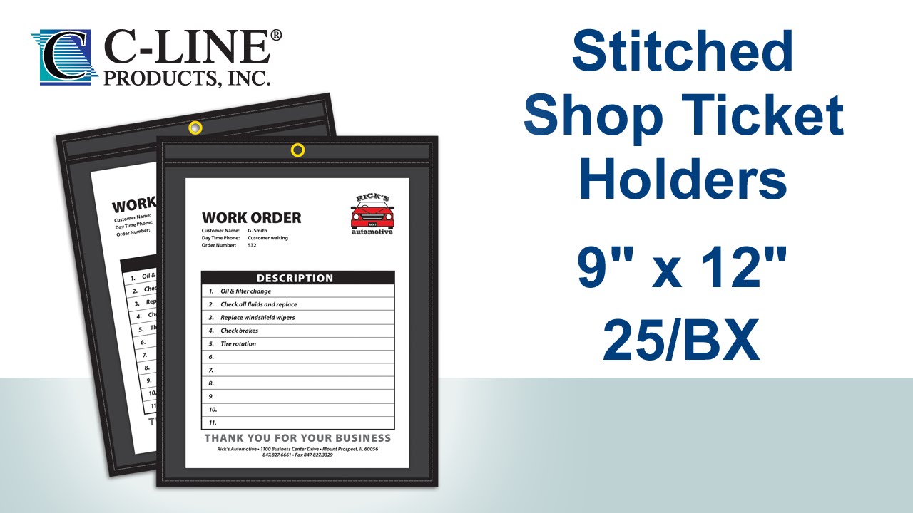 Shop Ticket Holders, Stitched, 9 x 12 - C-Line Products - 45912