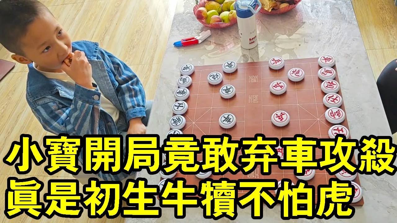7歲小朋友下象棋，開局竟敢棄車攻殺，初生牛犢不怕虎！【象棋小寶】