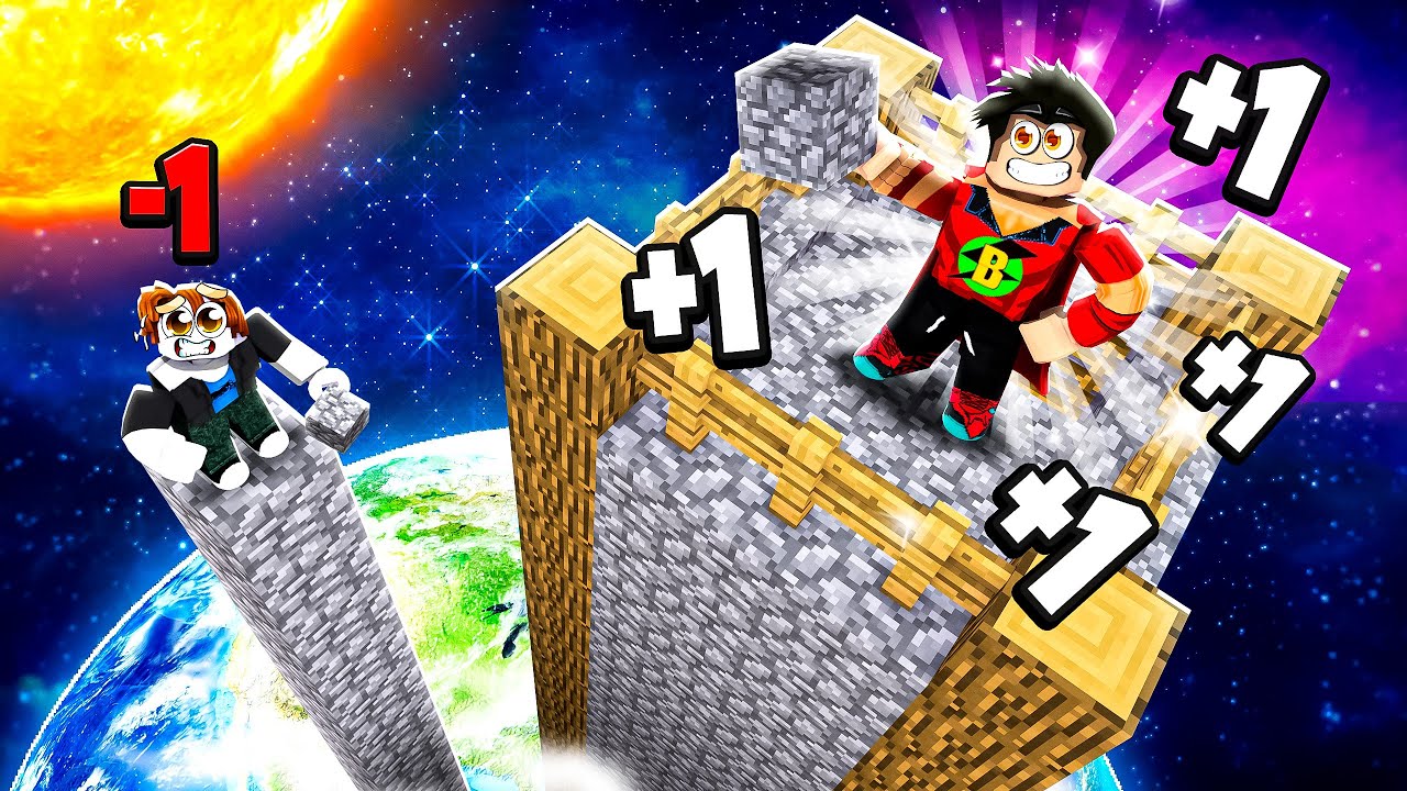 10 BİN MİNECRAFT BLOĞU İLE KULE YAPTIM 😲 Roblox +1 Blocks Every Second