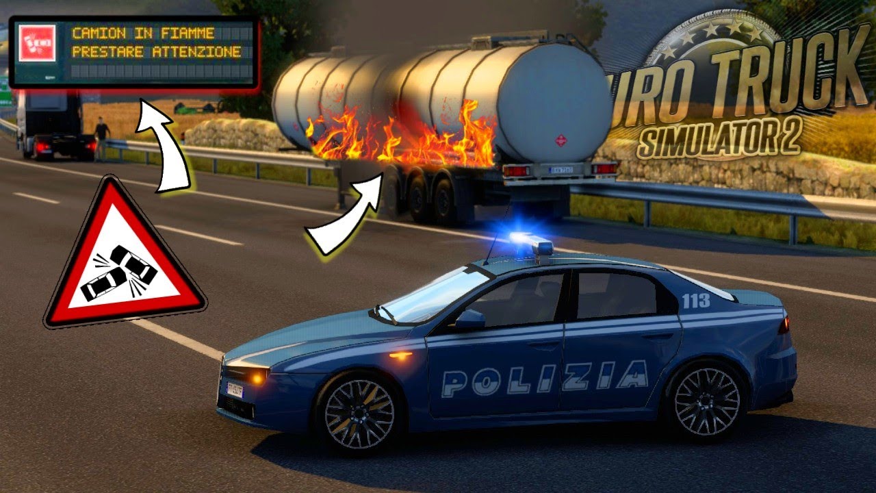 ETS2 EMERGENCY #3 - CAMION IN FIAMME in AUTOSTRADA!