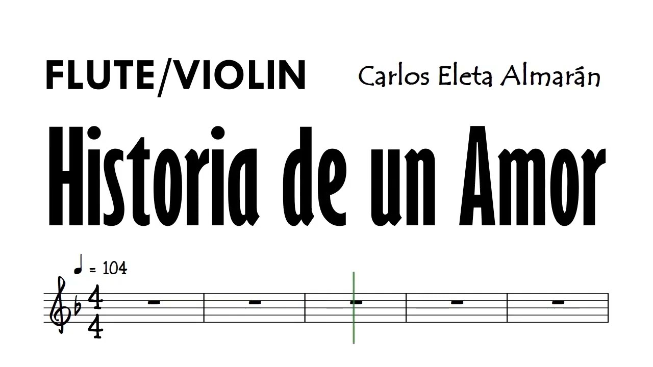 HIstoria de un Amor Flute Violin Sheet Music Backing Track Partitura Olivia Newton John