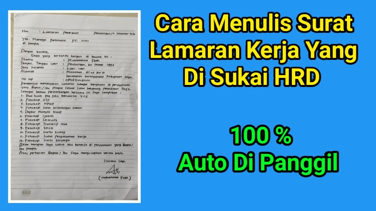 Cara Membuat Surat Lamaran Kerja (cara menulis surat lamaran kerja)