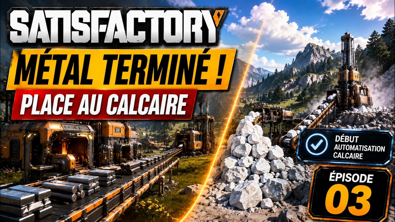 SATISFACTORY #03 – L’usine s’étend : métal terminé, place au calcaire