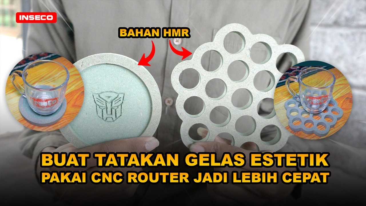 PROSES CUTTING CUSTOM TATAKAN GELAS HMR DENGAN CNC ROUTER❗