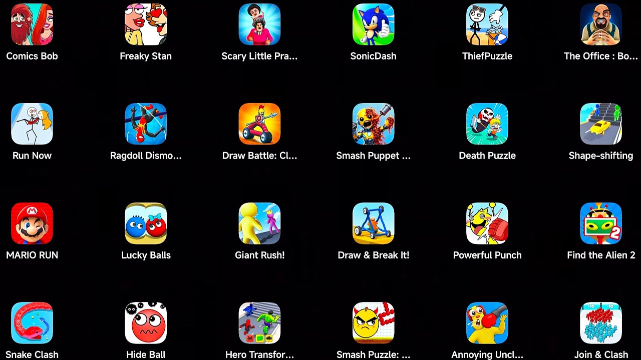 Comics Bob, Freaky Stan, Scary Little Prank, Sonic Dash, Thief Puzzle, The Office Boss MISMAX GAMING