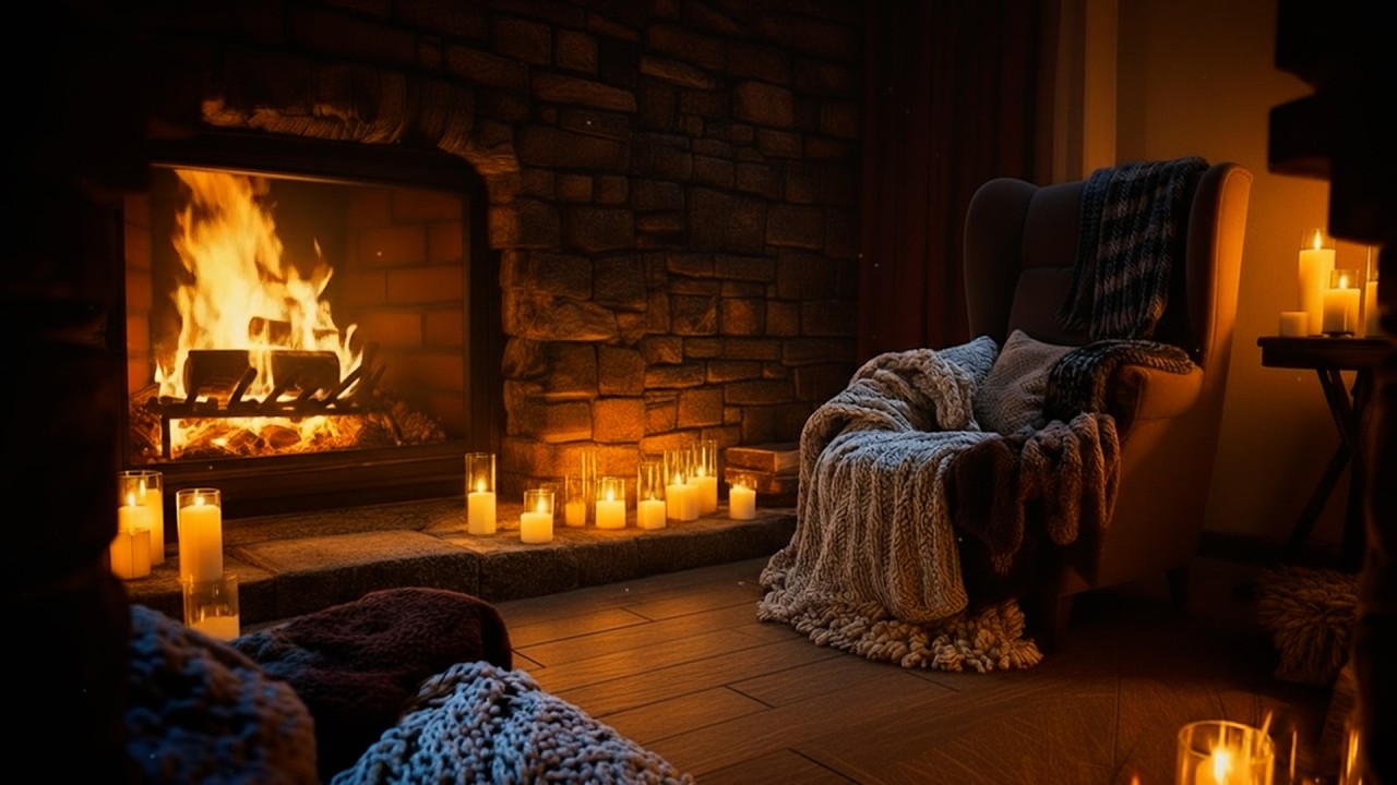 Fireplace Sounds for Sleeping 💤 Warm Cozy Fireplace Ambience with Soft Crackling Fire
