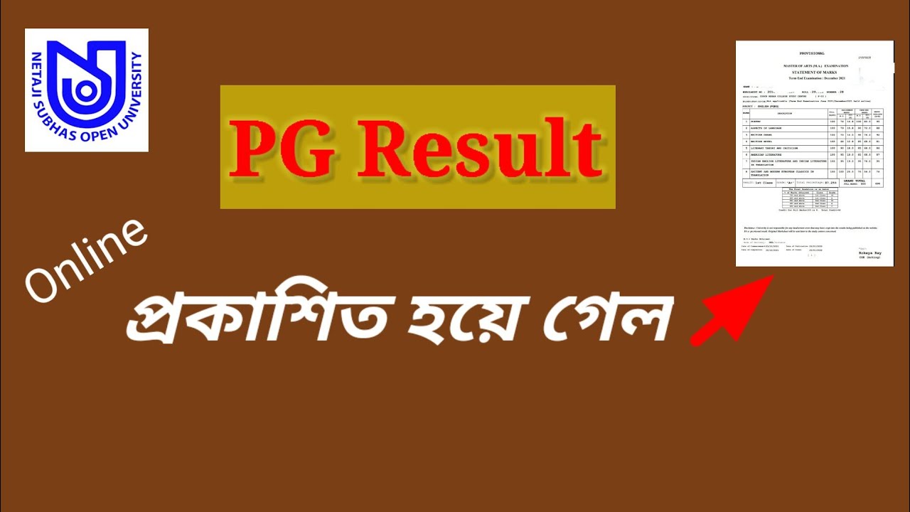 NSOU PG Result published in Online //How to check pg Result in Online