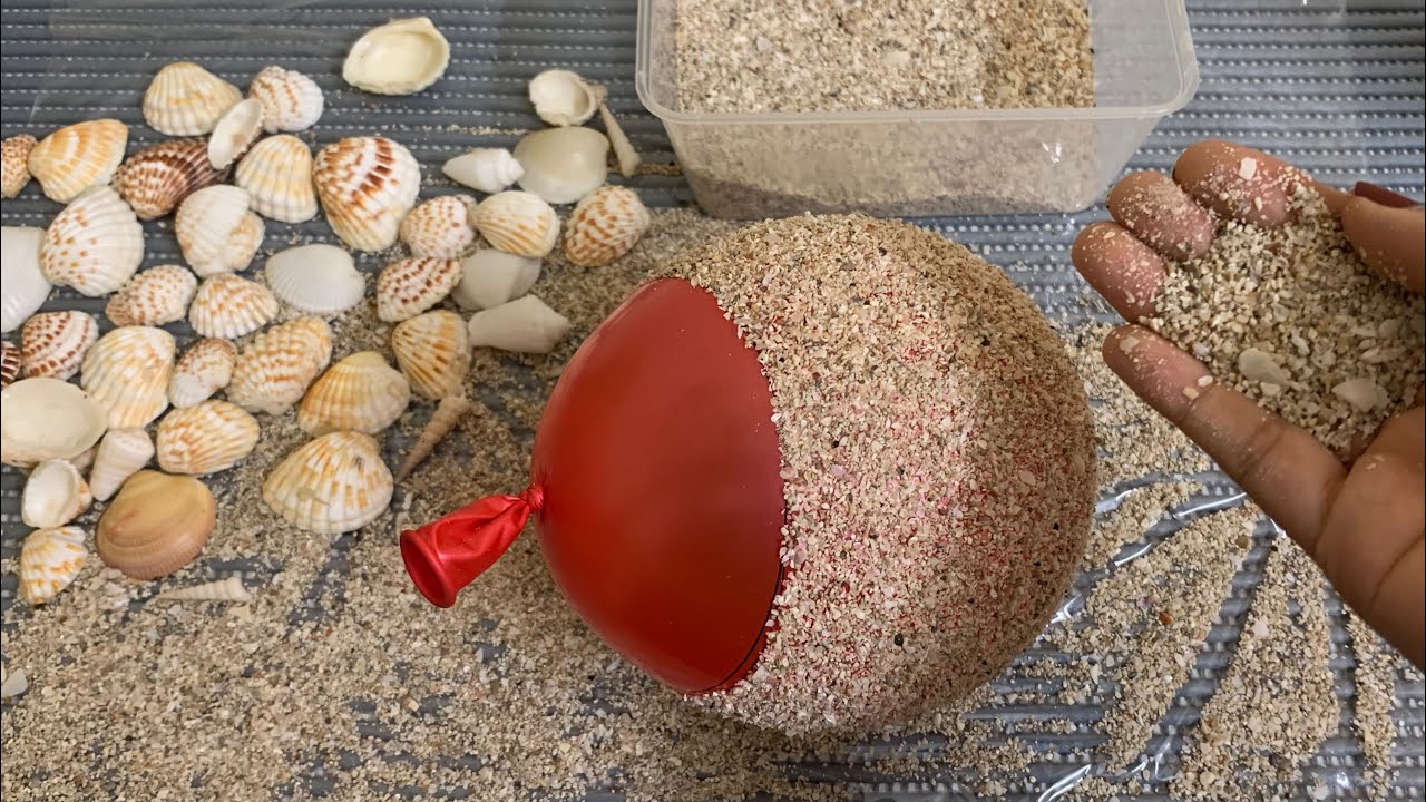 How To Make Flower Vase From Seashell and Sand | Flower Pot Making With Balloon | #craft #flowerpot