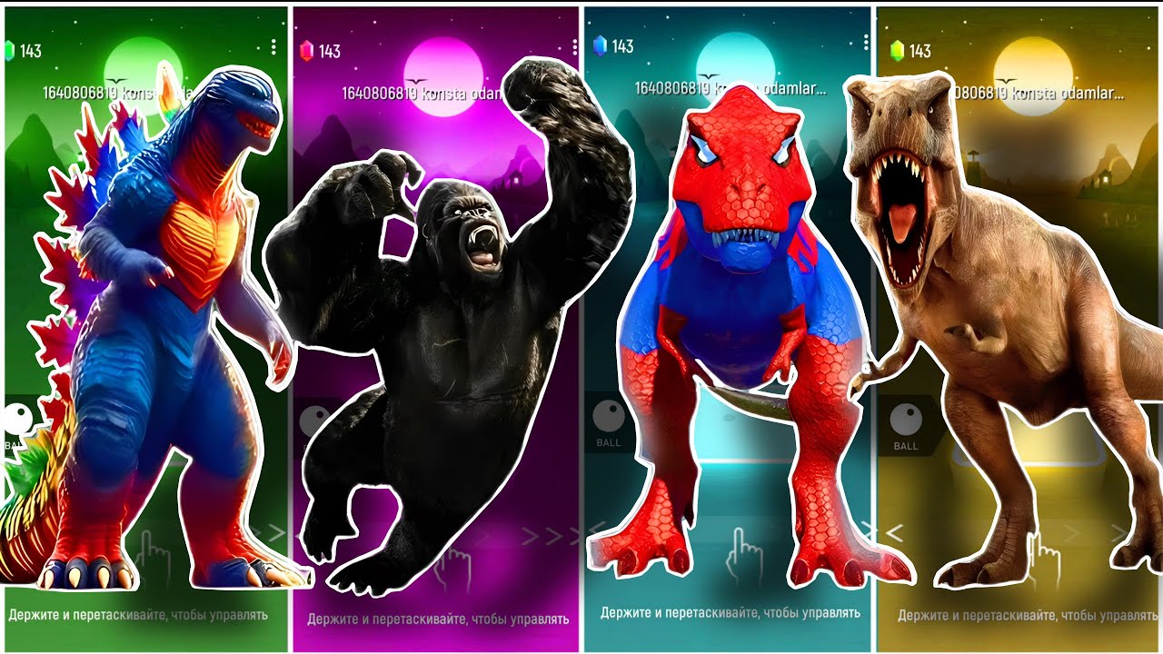 🦖JurassicWorld Godzilla🆚The King Kong🆚Indomus Rex🆚The Tyranosaurus Coffin || TilesHop