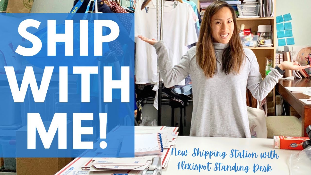 SHIP WITH ME! Shipping Poshmark & eBay Packages on a FLEXISPOT Standing Desk!